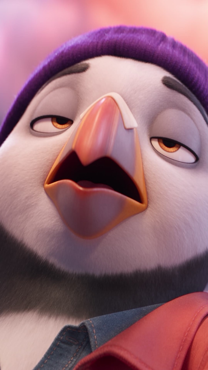 Puffin on the roller coaster, mid-laugh