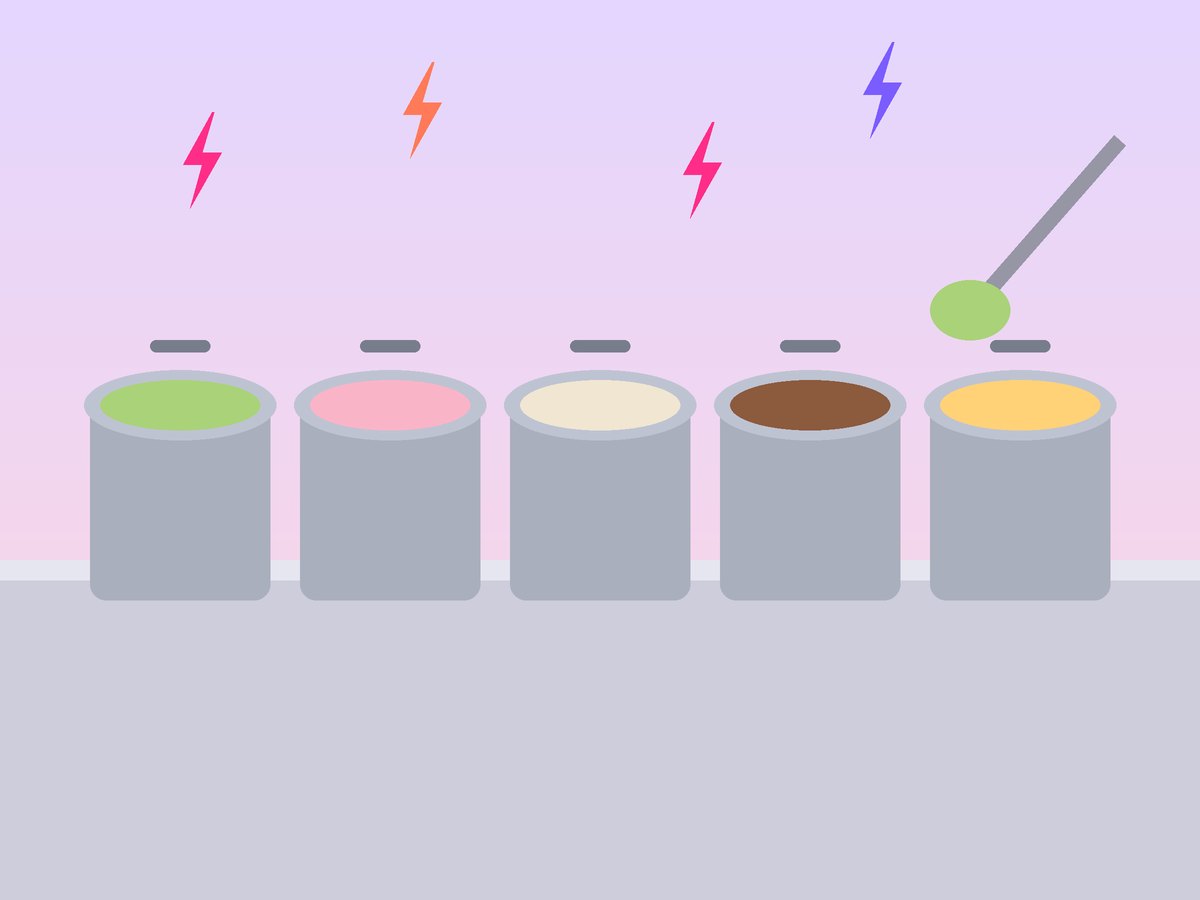 Illustration of gelato tubs with a scoop
