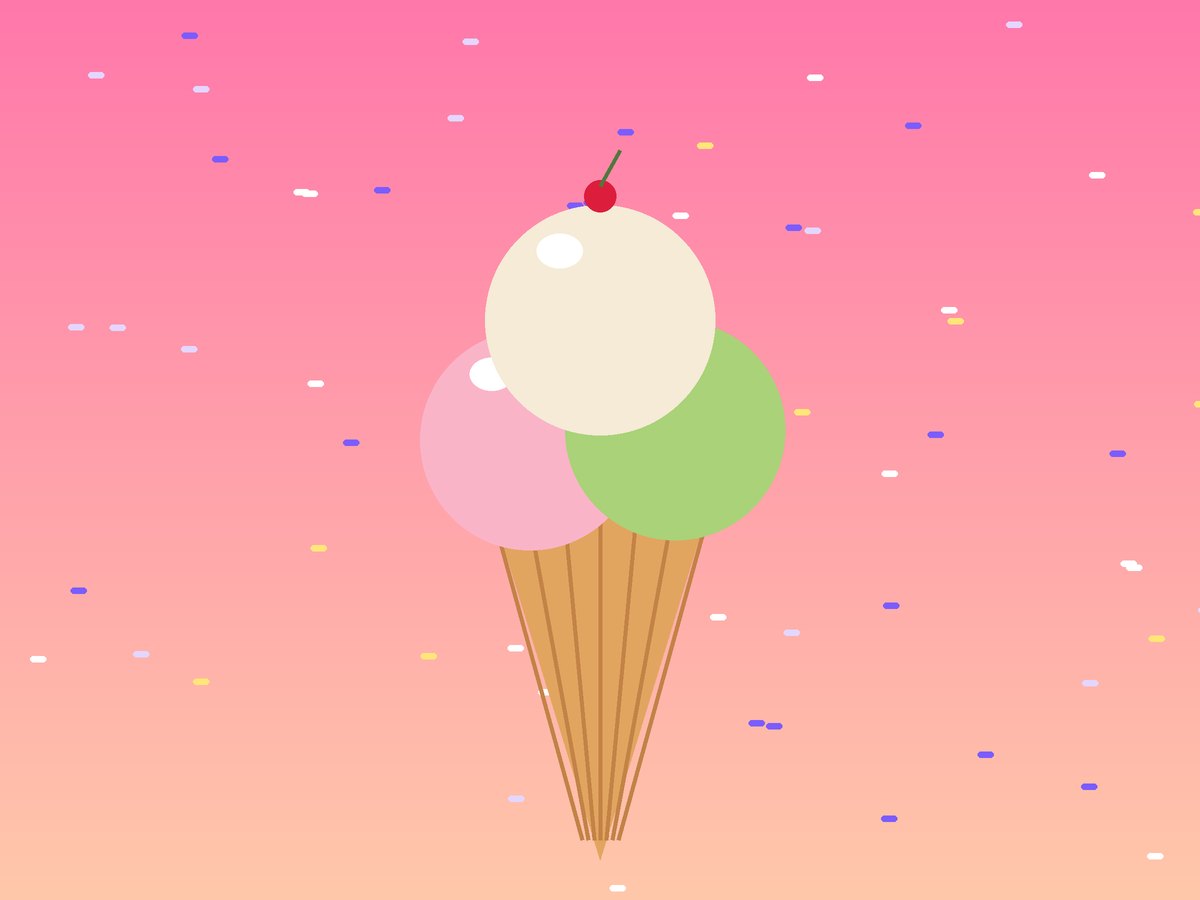Illustration of an ice-cream cone with three scoops
