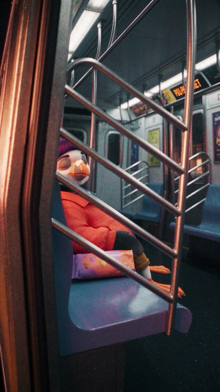 A wide view of an empty night metro carriage